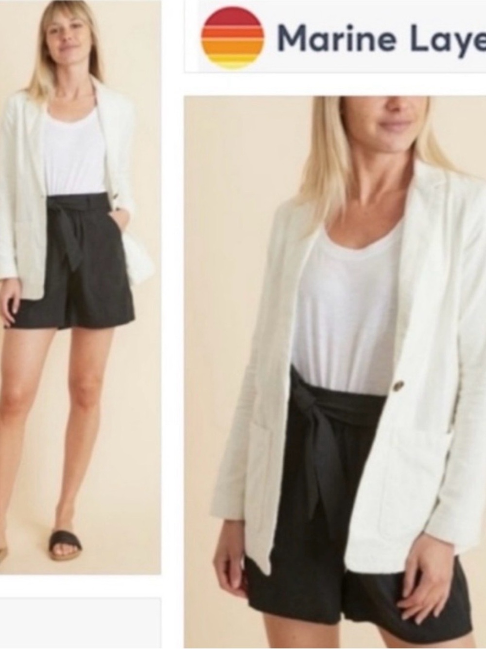 Marine Layer White Cotton Blazer sz M